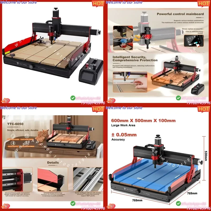 2026CE Guangdong Twotrees TTc6050 Wood Carving CNC Desktop Machine 3 4 5 Axis Milling ATC Router Kit