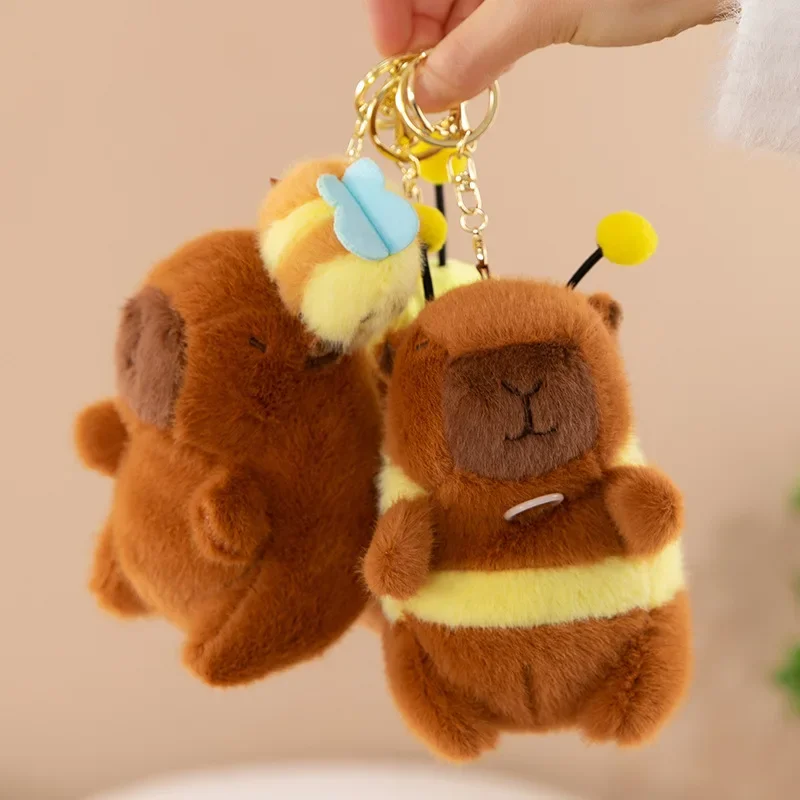 Cute Cartoon Capybara Pendant Capybara Drawing Jitterbug Wings Bee Water Dolphin Keychain  Plush Bee  Doll Bag Hanging Ornaments