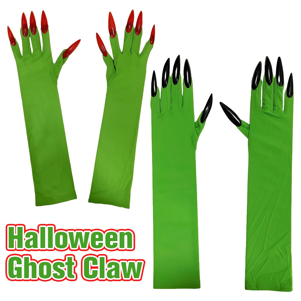 

Halloween Gloves Long Section Ghost Claw Dress Up Gloves Horror Red Long Nails Suitable for Cosplay and Party Dress Up