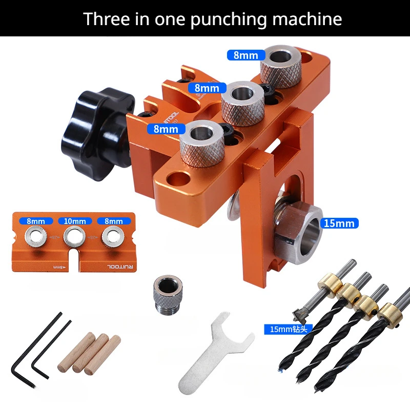 

Punching Locator Connection Piece Rebound Device 3-in-1 Open Hole Positioning Furniture Plates Splicing Woodworker DIY Tools