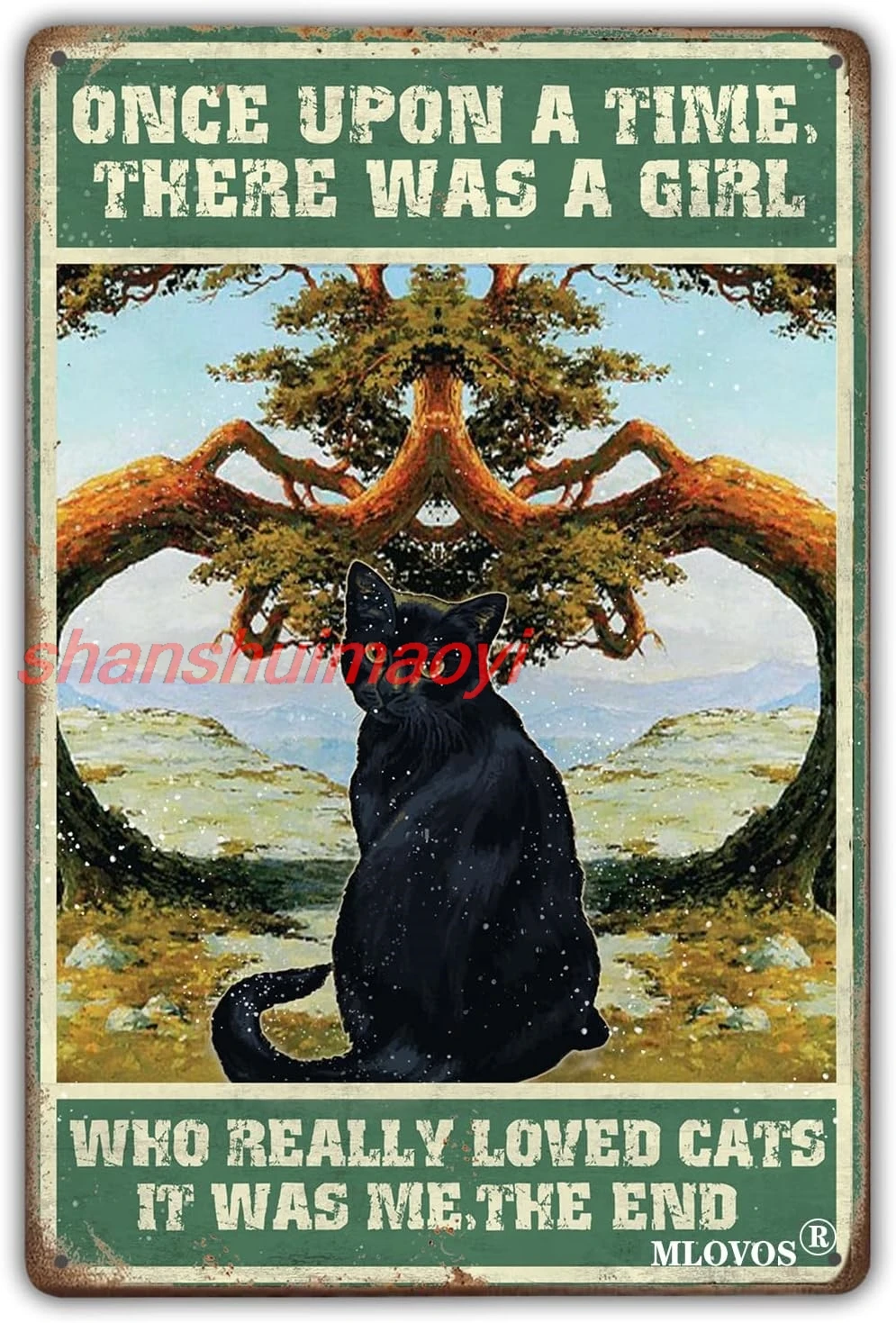 Metal Sign Once Upon A Time There was A Girl Who Really Loved Cats Vintage Black Cat Decor Sign Home Cafe Bar Cave Wall Art sign