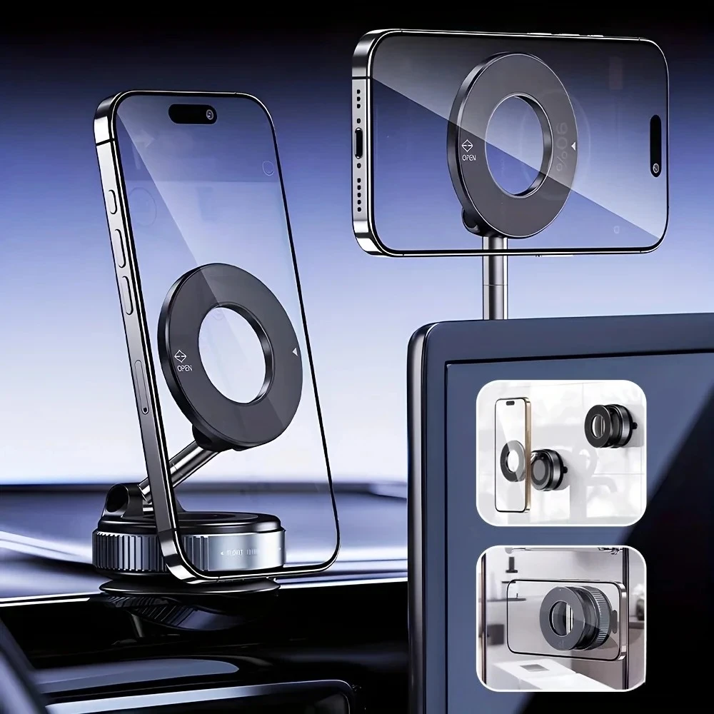 

Foldable Magnetic Phone Holder for Car Strong Vacuum Mount 360° Adjustable Universal Use in Car Desk Bathroom