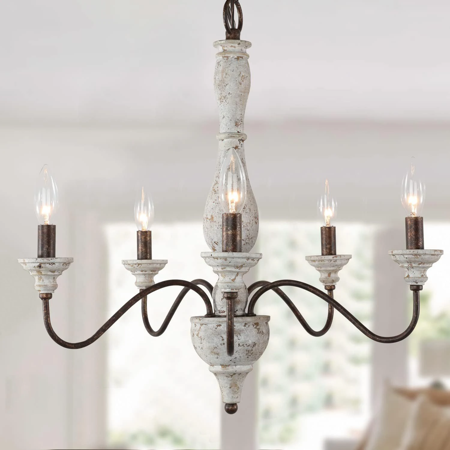 Creative American Rural Retro French Wooden Chandelier Light Restaurant Bedroom Homestay Bedroom Porch Dining Room Kitchen Lamp