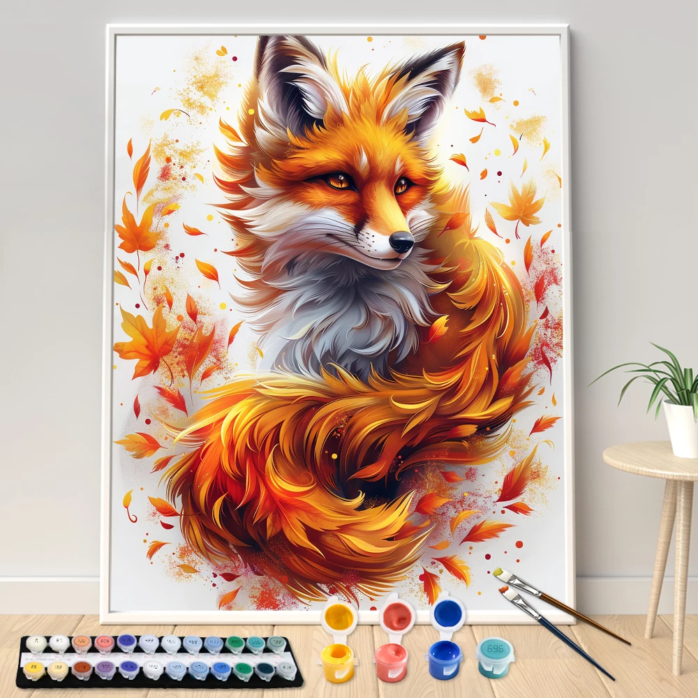 Painting By Numbers Yellow Fox Style Flower Animal Adult Acrylic Kit Seascape DIY Acrylic Paint Canva Artwork Gift Home Decorate