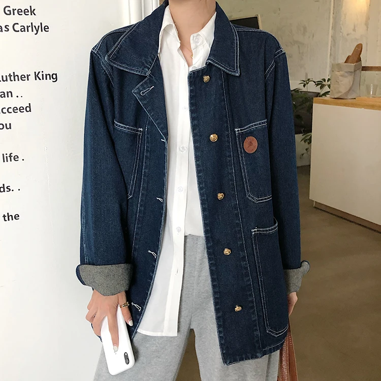 Retro Autumn Winter 2025 plus Size Women's Denim Jacket Loose Mid-Length Trendy Winter Outerwear Versatile Commute Style Long...