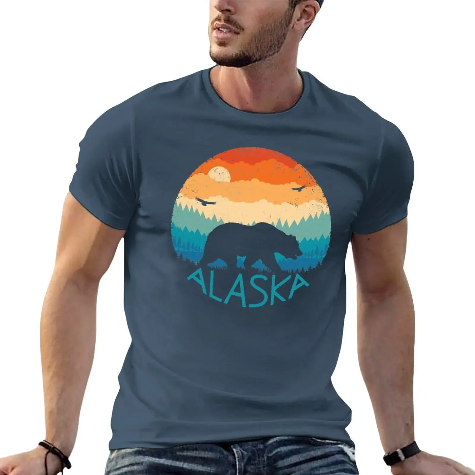 New Alaska Retro Bear T-Shirt animal print shirt for boys graphics t shirt men t shirt