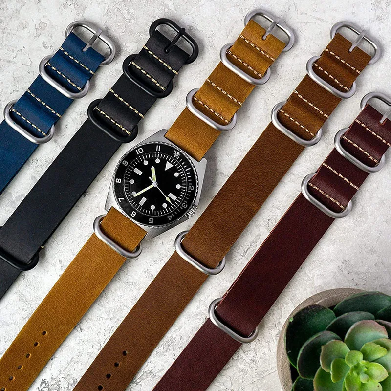 18mm 20mm 22mm 24mm PU Leather Watch Band Vintage Scorched Leather for Seiko Steel Buckle Universal Soft Strap Replacement