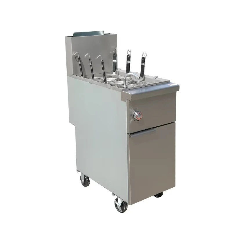 Commercial Stainless Steel Gas Pasta Cooker Versatile Triple Basket Boiling Station for Pho Pasta Vegetable