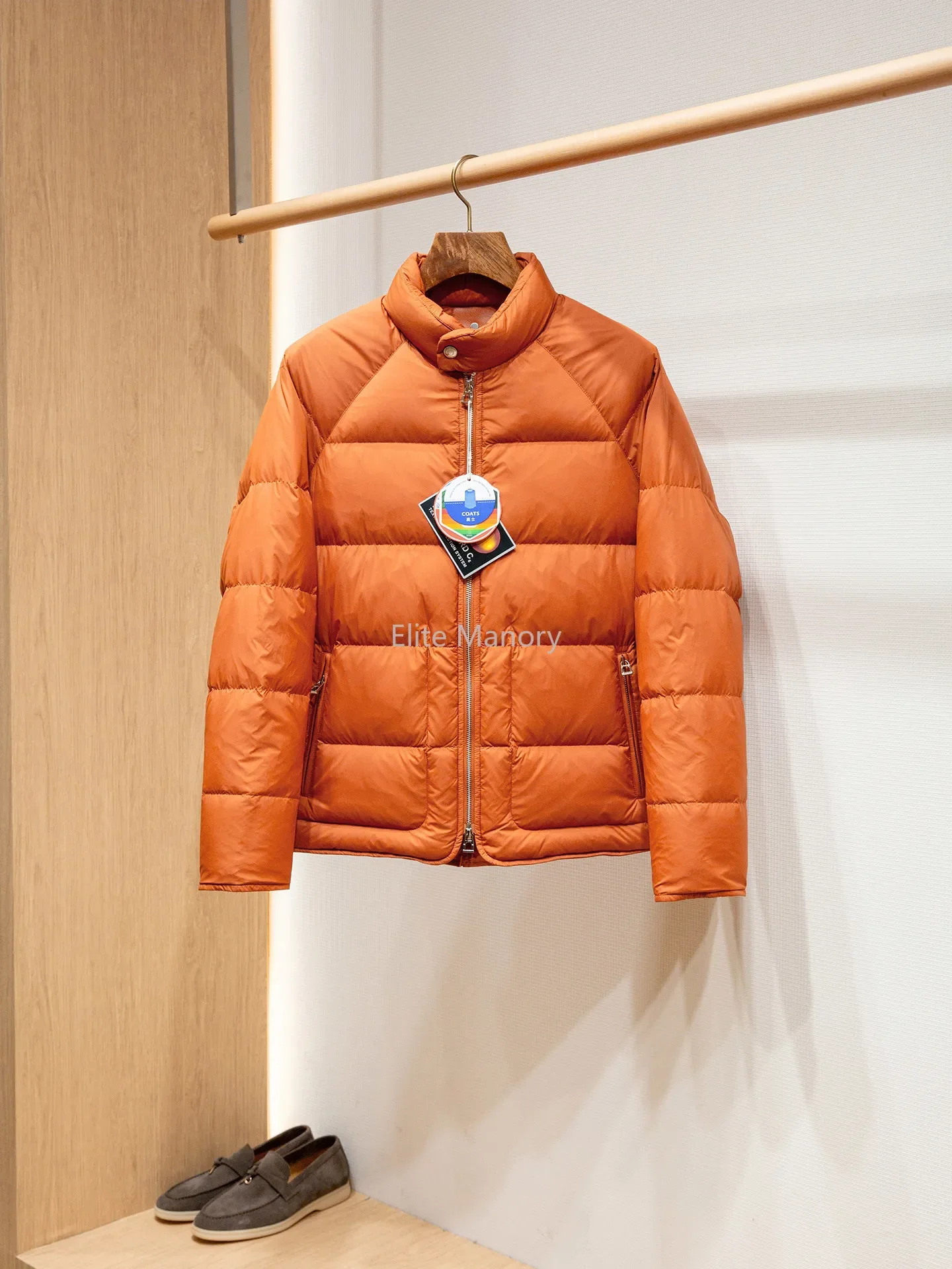 Nylon 66 Rudolph Waterproof Technology 90 White Goose Down Warm Stand-up Collar Equestrian Down Jacket