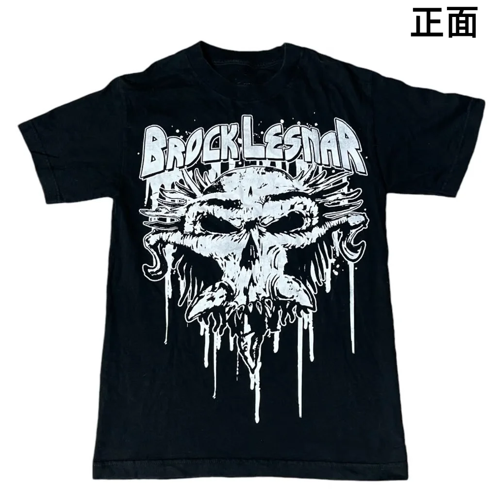 Brock Lesner Same Skull Print Black Cotton Short-sleeved T-shirt