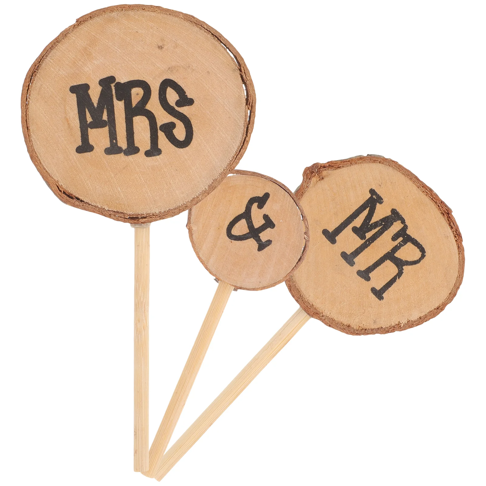 3 Pcs Birthday Cake Topper Anniversary Toothpick Crystal Wedding Natural Wood Log