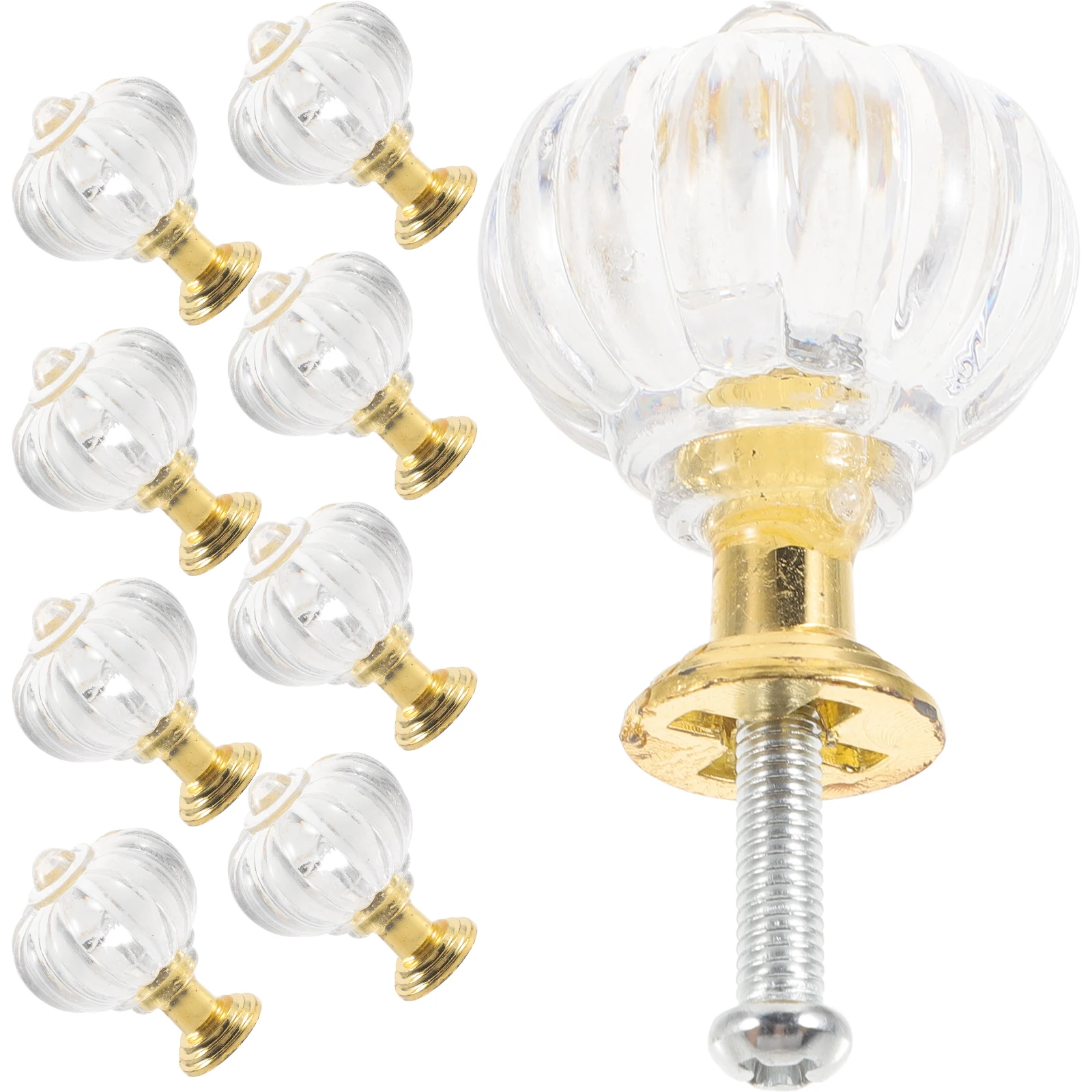

10pcs Crystal Acrylic Pulls Door H les Furniture Knobs Transparent Gold Base Stylish Durable Easy Installation Suitable For