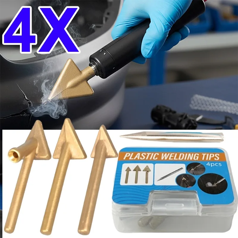 

4 шт. набор сменных наконечников для сварки, паяльник, пистолет, треугольная медная головка, сварочные аксессуары для ремонта автомобильного бампера