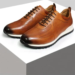 Men's Genuine Leather Shoes Comfortable Height-enhancing Casual Shoe Non-slip Lace-up Sports Shoe Banquet Business Men's Shoes