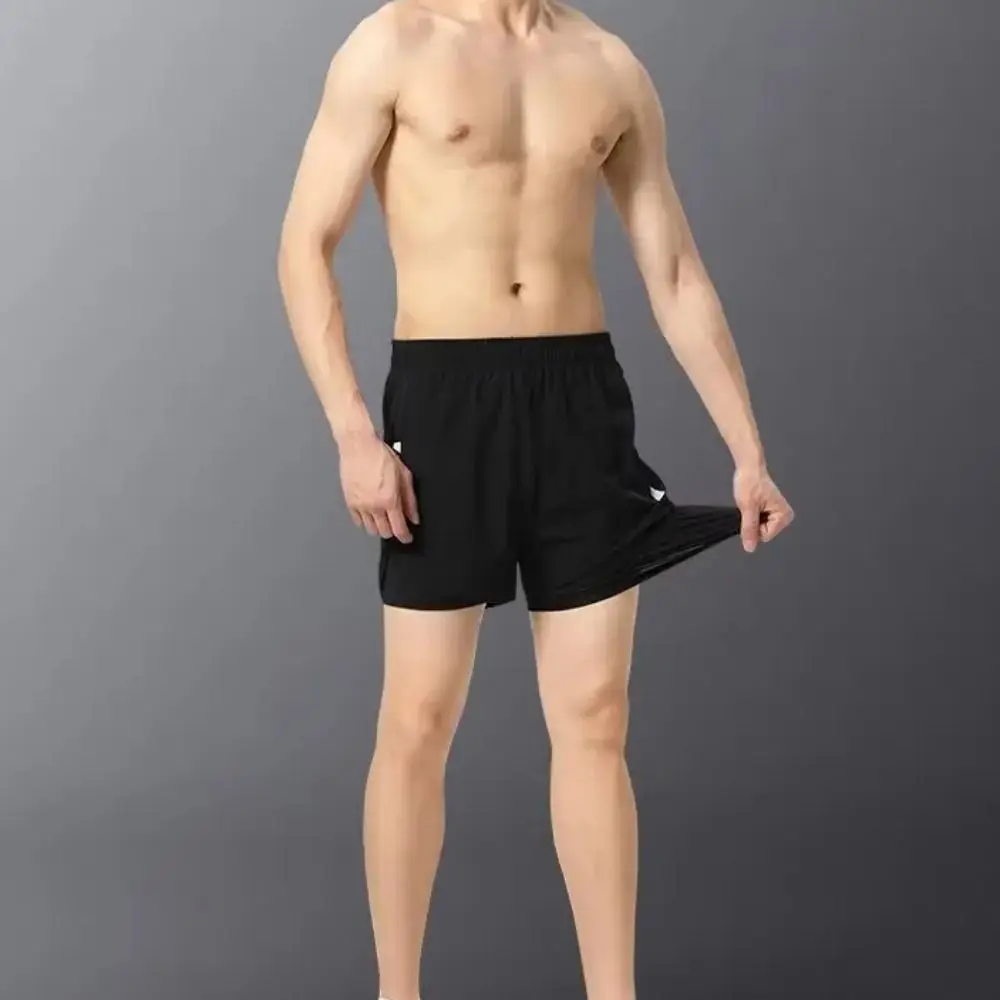 Stripe Swimming Trunks Shorts Double Layer Anti Glare Men Sports Training Shorts Mid Waist Quick-drying Men's Jogging Shorts