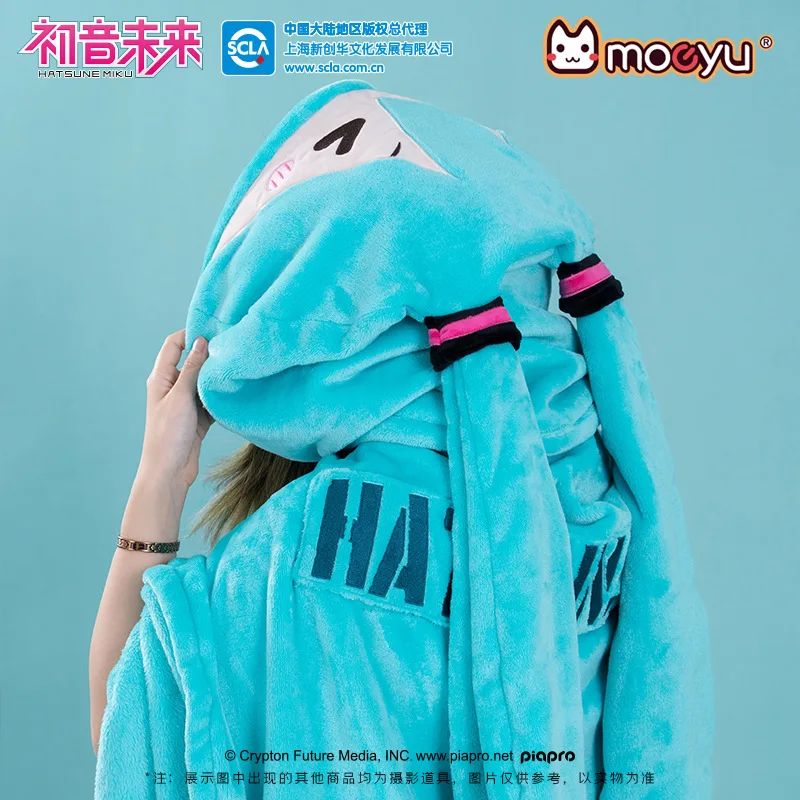 Moeyu Genuine New Anime Hatsune Miku kawaii Figure flannel hooded blanket keep warm shawl pillow Model girls christmas gift