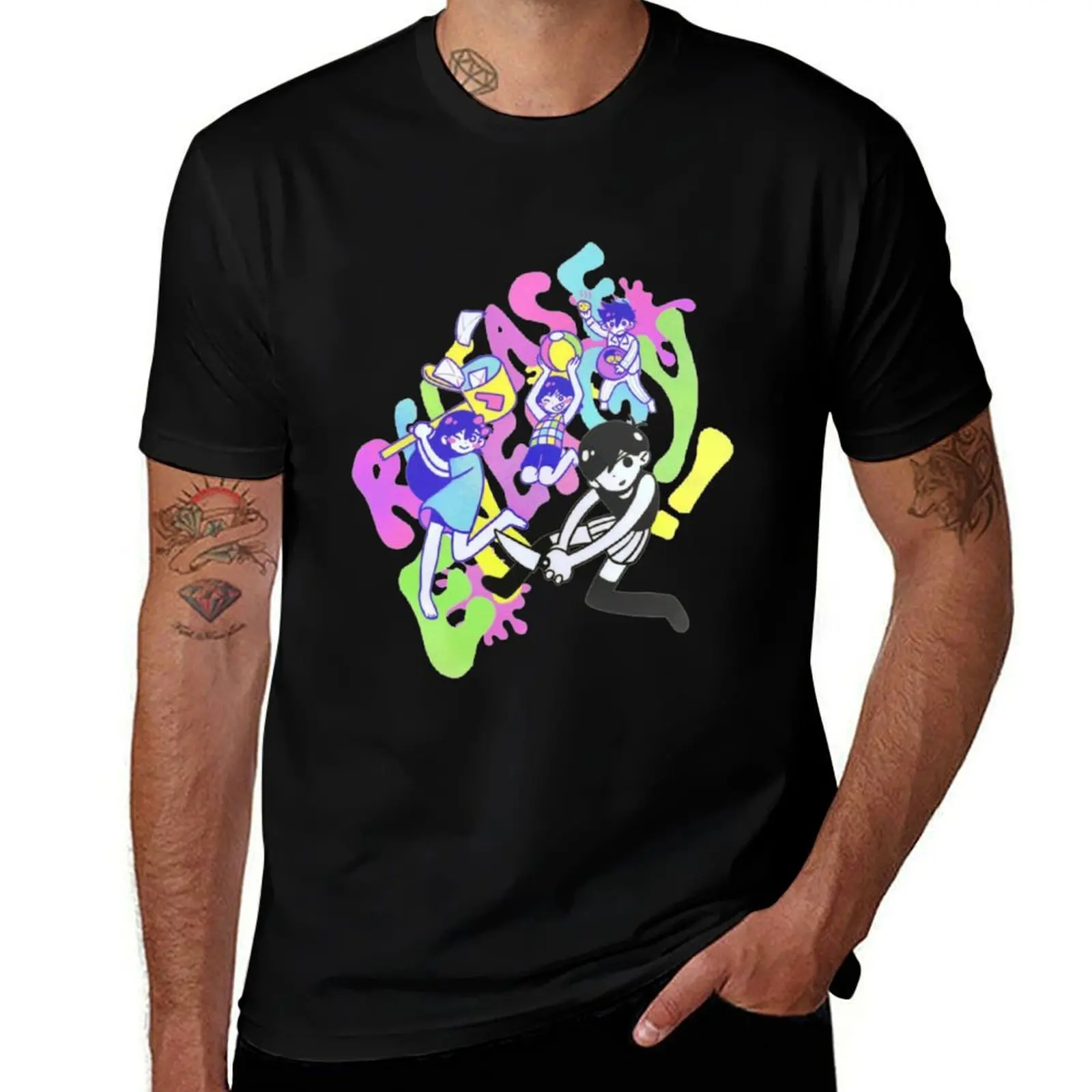 omori omocat T-Shirt Functional Casual Short Sleeve Tee T-Shirt