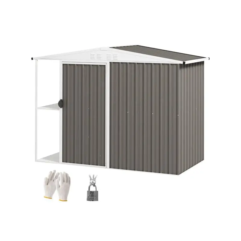 

Стальной навес для хранения 7x4 Садовый домик для инструментов Белый