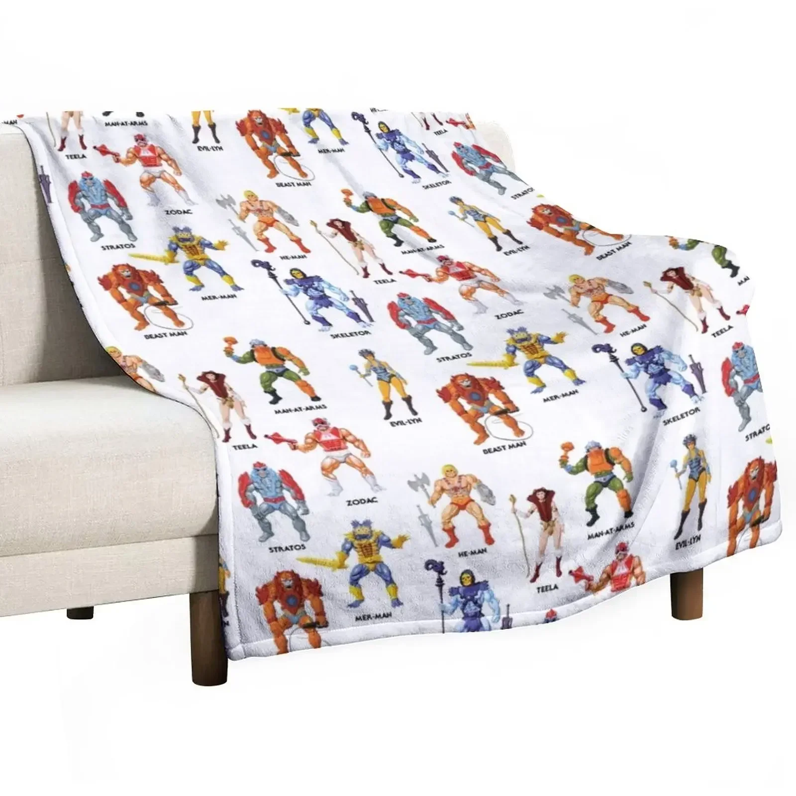 Vintage Masters of the Universe Heroes & Villains! Vintage Toy Card Art Throw Blanket heavy to sleep Designers Blankets