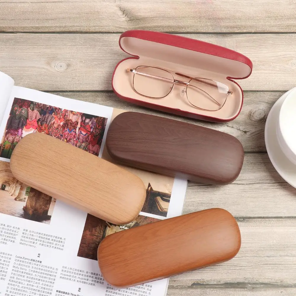 Hard Shell Wood Grain Glasses Box Men Women Myopia Glasses Case Eyewear Protector Reading Eyewear Case With Velvet Lining - view 5