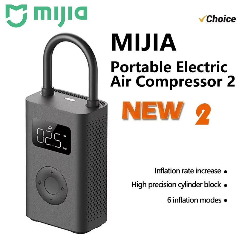 NEW MIJIA Air Pump 2,25%Speed Boost Mini Portable Electric Air Compressor Treasure 150PSI Type-C LED Multitool Inflator -CN