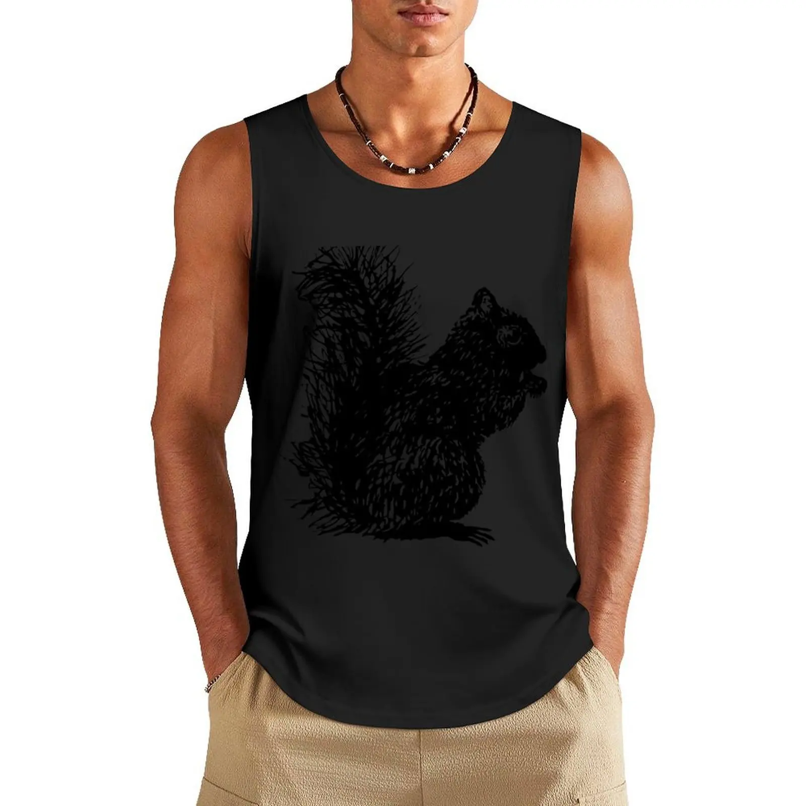 

squirrel Tank Top sleeveless gym shirt man fitness Muscle fit men clothings