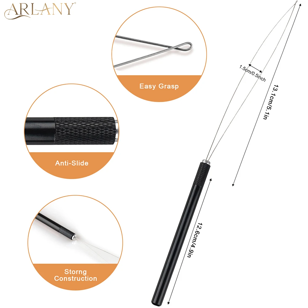 ARLANY Haarverlängerungszangen-Set, Microlink-Zange für Mikroperlen, Ringe, Haarschlaufenwerkzeug, gebogene Nadel zum Nähen von Schussverlängerungen