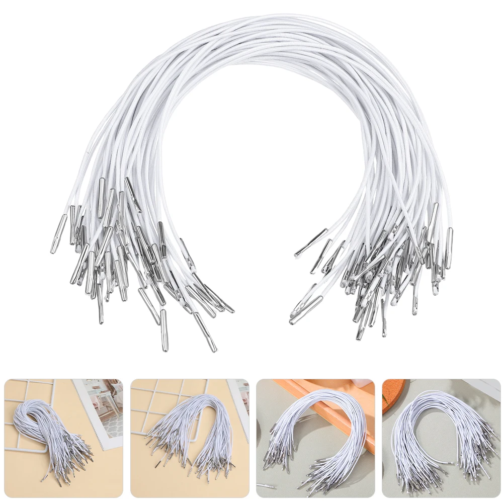 

150Pcs Elastic Barbed Cord Metal Barb Adjustable Strap for Hat Mask DIY Craft Elastic String Loop Band Mask Strings
