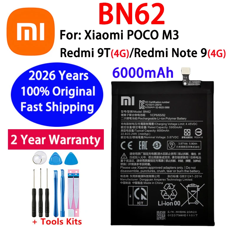Oryginalna bateria BM4J BN46 BN5A BN53 BN54 BN55 BN59 BN62 do Xiaomi Redmi Note 7 9T 10X POCO M3 8 8T 9 9S 10 10S pro Baterie