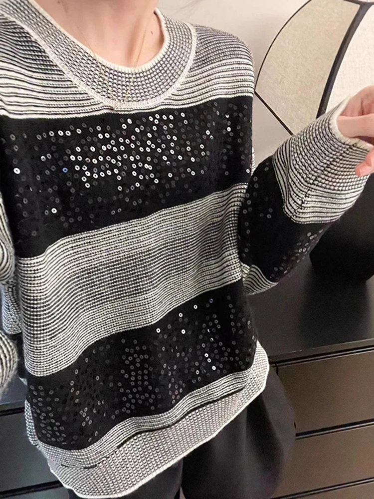 

Heavyweight Wool Knit Sweater Comfortable Soft Striped Base Layer Hoodie Design Sense Faionable Commute Sle Long Sve