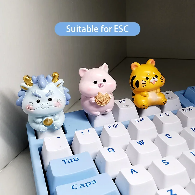 12 Zodiac Keycaps Cute Custom Keycap 3D Decoration Single Translucent Key Caps ABS Plastic Suitable for Mechanical Keyboards