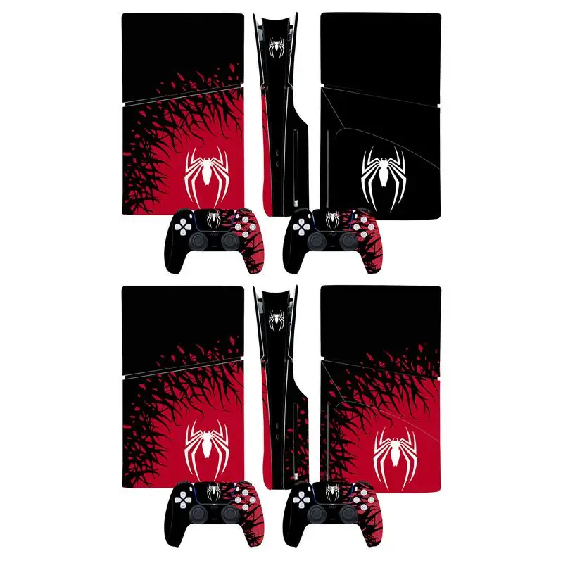 For PS5 Slim Disc Console Skin Stickers Controllers PVC Sticker Skin Decal Cover Protective Film Anti-Scratch Spider