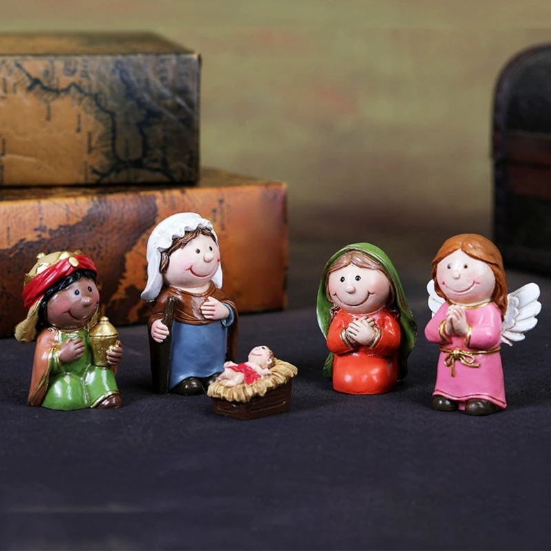 คริสต์มาส Crib ตุ๊กตา Miniatures เครื่องประดับโบสถ์ของขวัญตกแต่งบ้าน