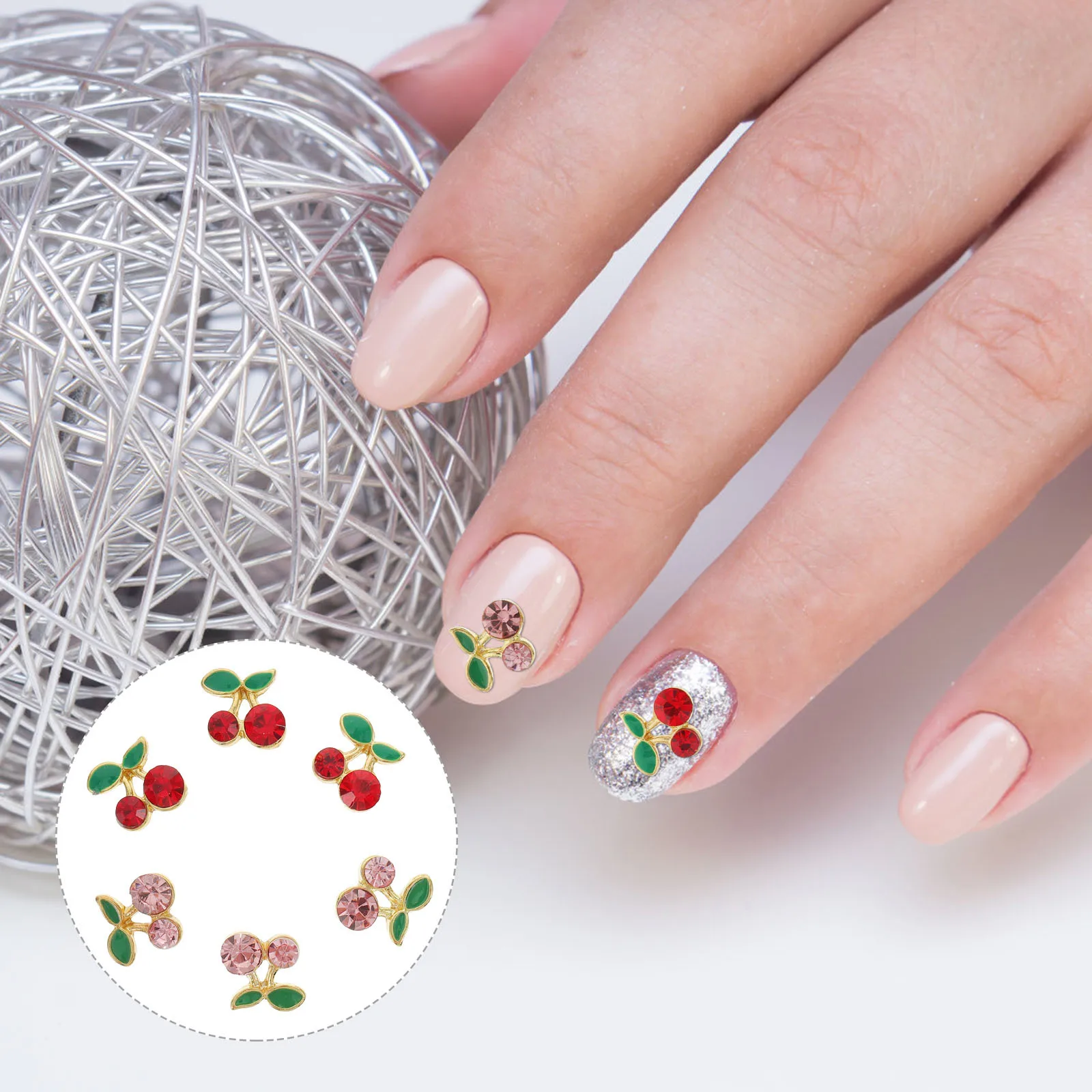 

36Pcs Nail Charms Cherry Shape Alloy Manicure Decorations for DIY Nail Art Christmas Wedding Prom Nails Jewelry