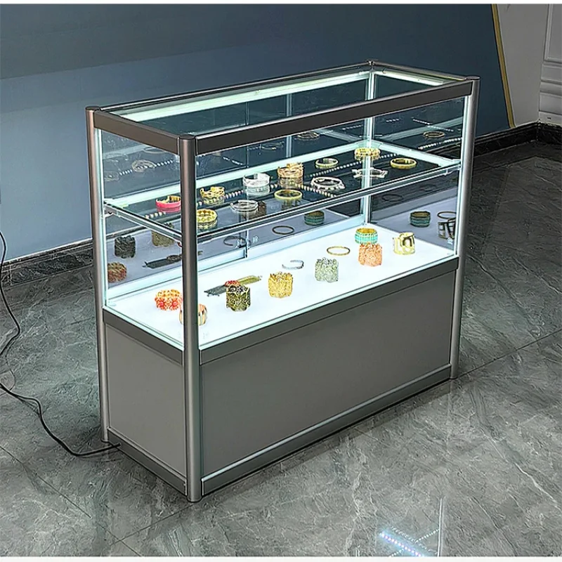 custom.Modern Full Glass Display Cabinet Toughened Glass with Locking Door
