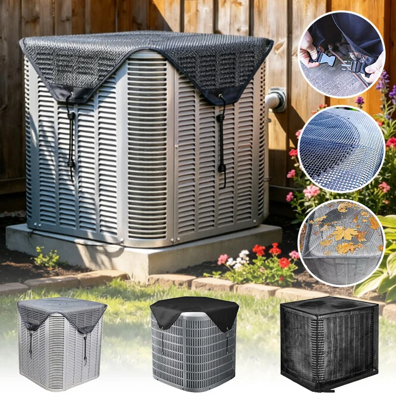 AC Unit Top Cover Mesh Breathable Air Conditioner Outdoor Unit Protector Anti-Snow Dustproof Sun Shield with Drawstring