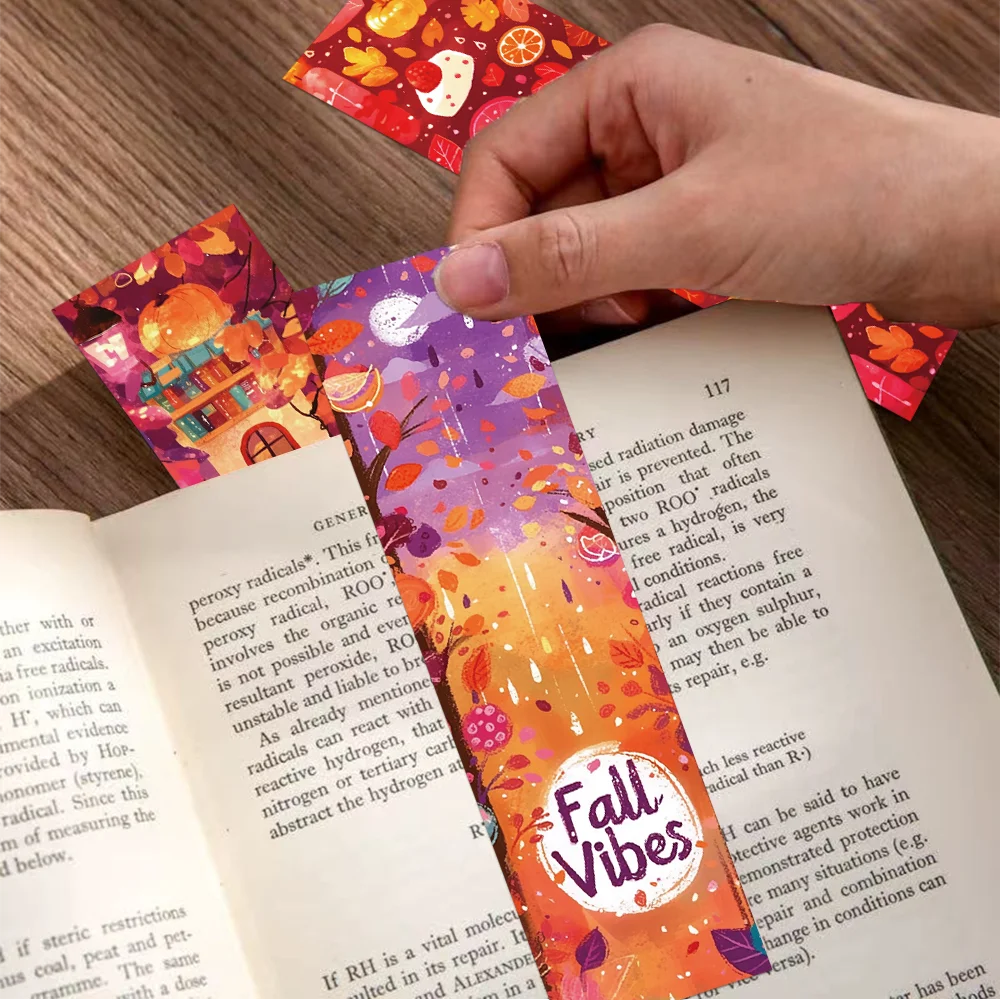 30pcs fall bookmarks falling leaves harvest decorations students office supplies books book pages labeling card decorations DIY