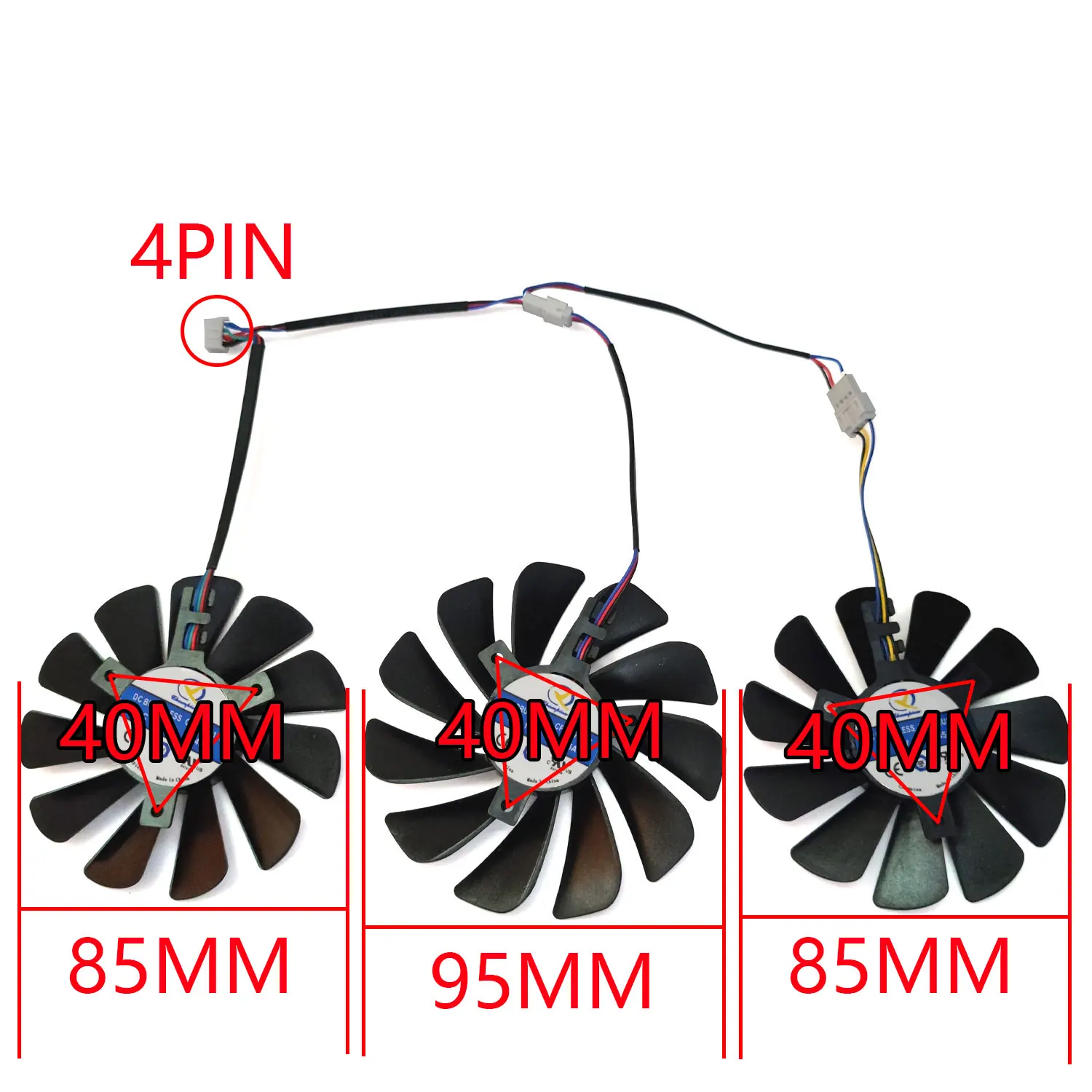 NEW 3FAN 95mm 85mm CF1010U12S RX 5700 XT GPU FAN，For XFX RX 5700 Radeon RX 5700 XT 5600XT THICC III Graphics card cooling fan