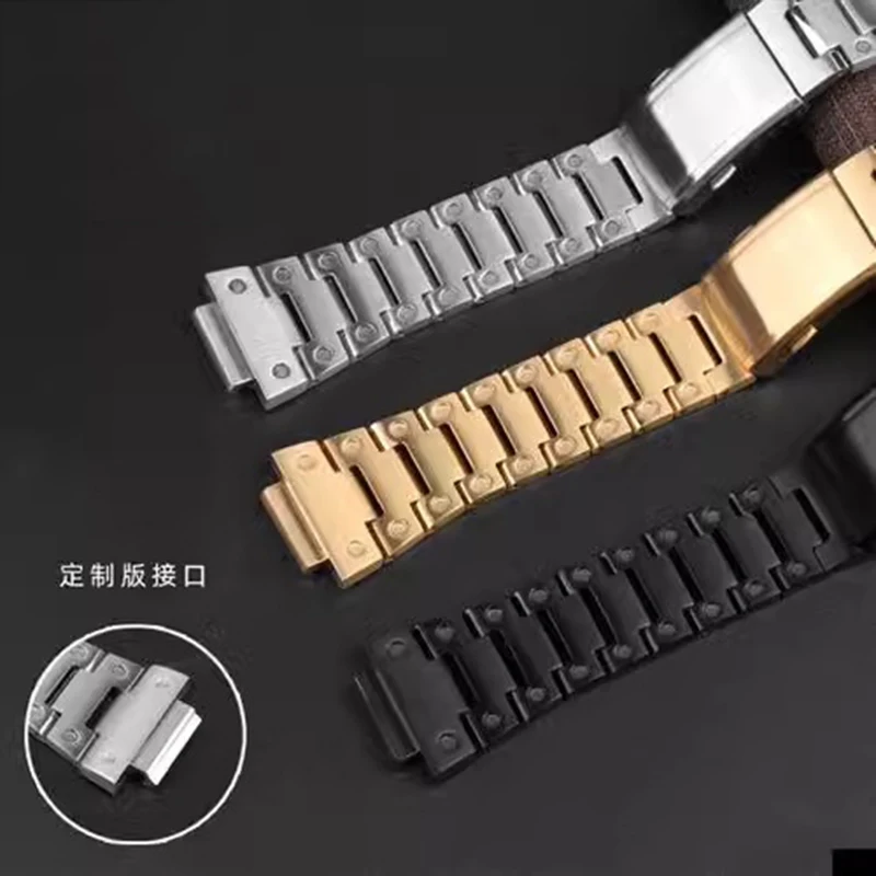 Stainless steel watch strap for CASIO GA2100 GA-B2100 GM2100 DW5600 DW5610 GMW-B5000 Modified black silver gold men's watchband