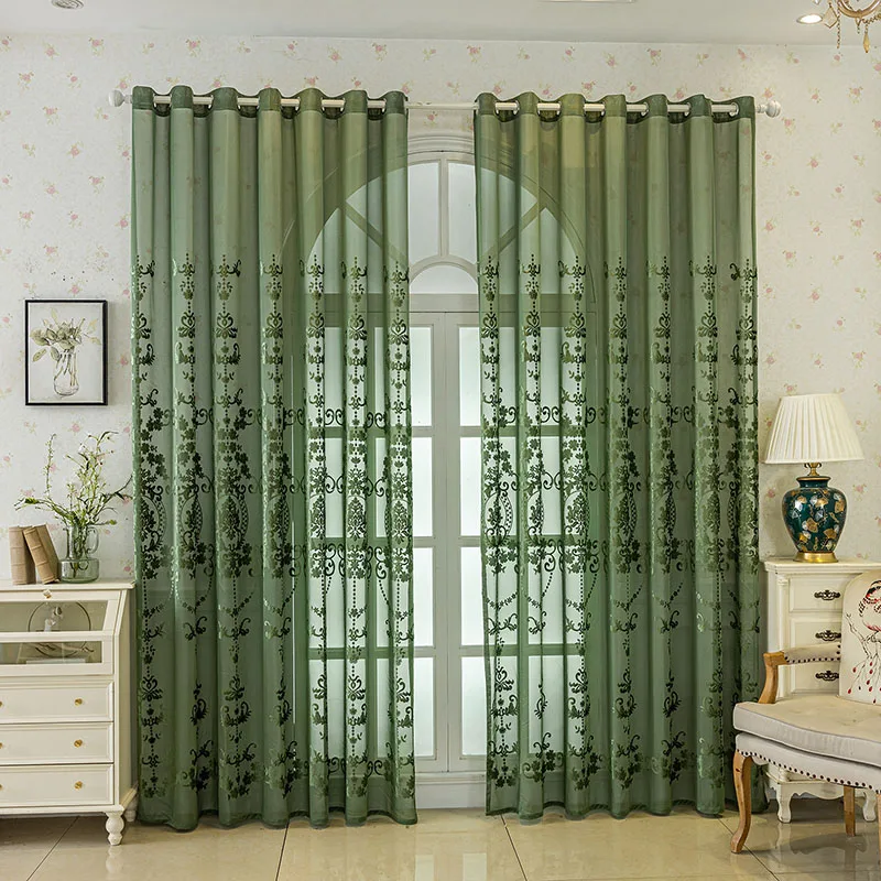 European Jacquard Curtains for Living Room Bedroom Balcony Semi-Shading Window Drapes Skin-Friendly Solid Sheer Tulle Curtain