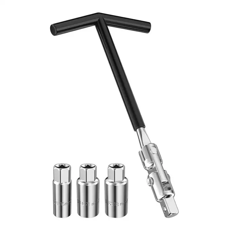 

Spark Plug Wrench Carbon Steel Spark Plug Socket Wrench Kit With T-Handle Car Part Repair Supplies Remover Installer Tool for rv