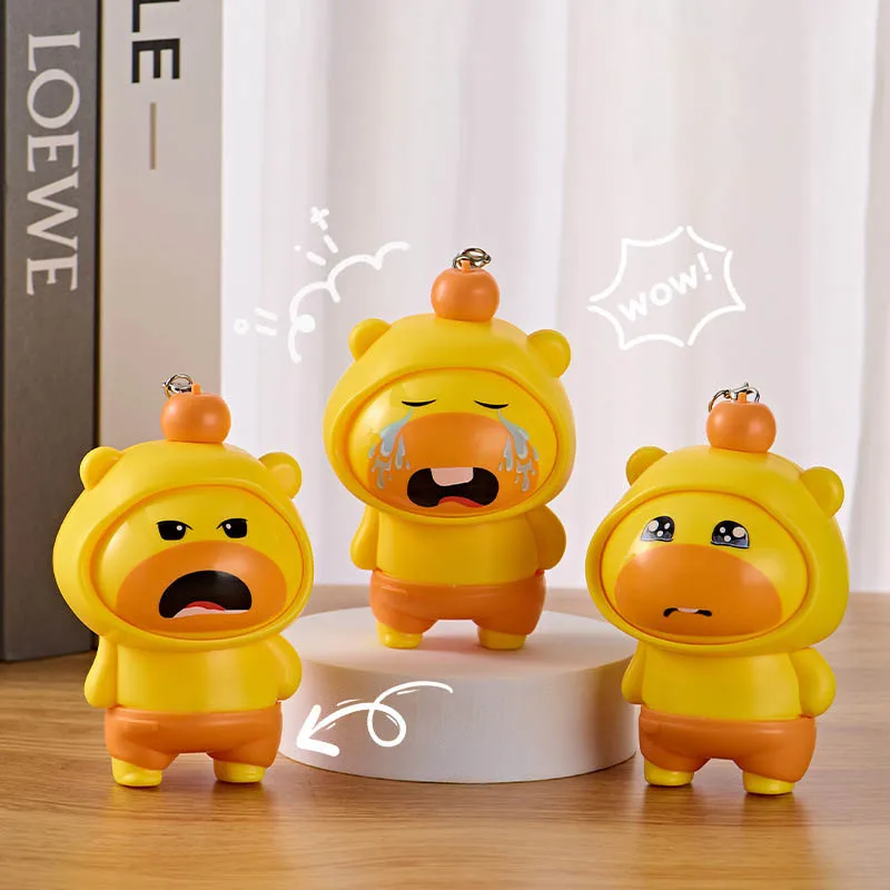 Divertente stampa rotante che cambia volto capibara giocattolo portachiavi ciondolo bambini sollievo dallo stress bambola che cambia volto ornamento da tavolo