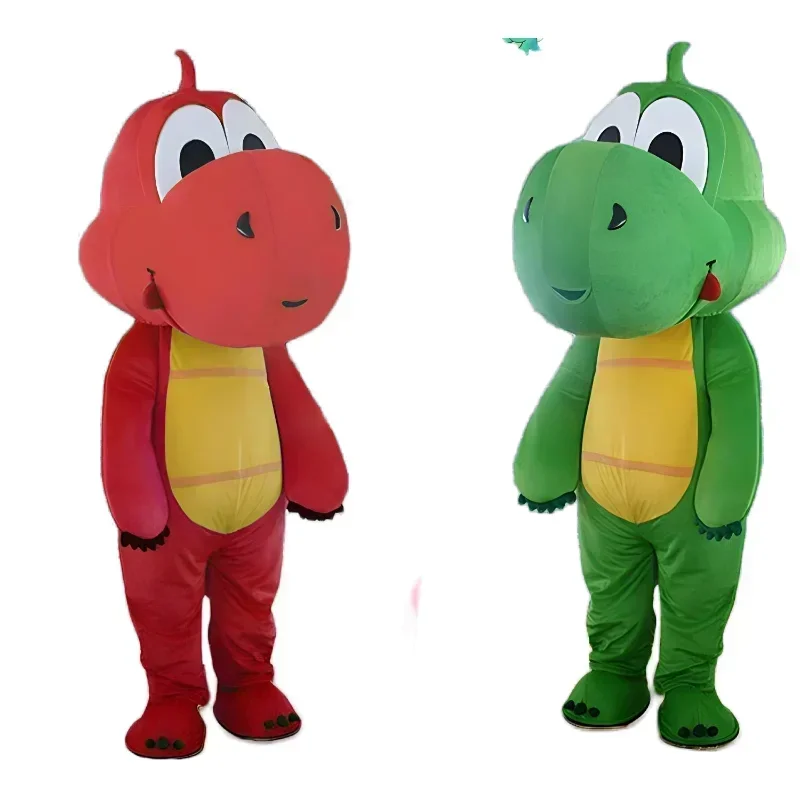 green dinosaur mascot costume adult red dino mascot outfit suit for cosplay party carnival fun