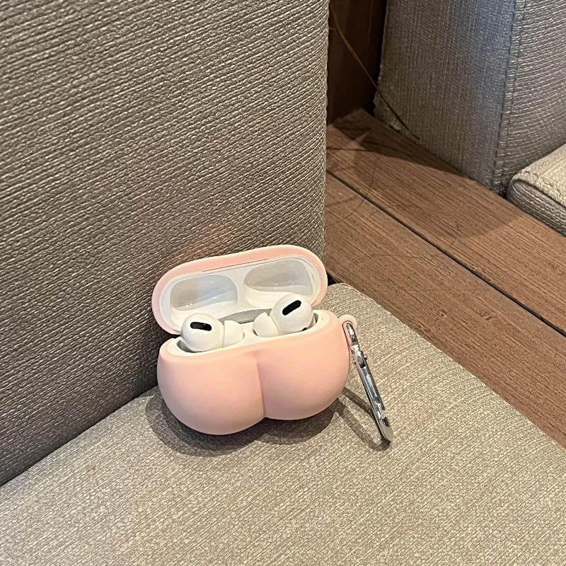 Creative Funny 3D Peach Butt Cute Cartoon Soft Silicone Case for Apple Airpods 2/1 Pro 2 3 Bluetooth Earphone Protective Cover view 3