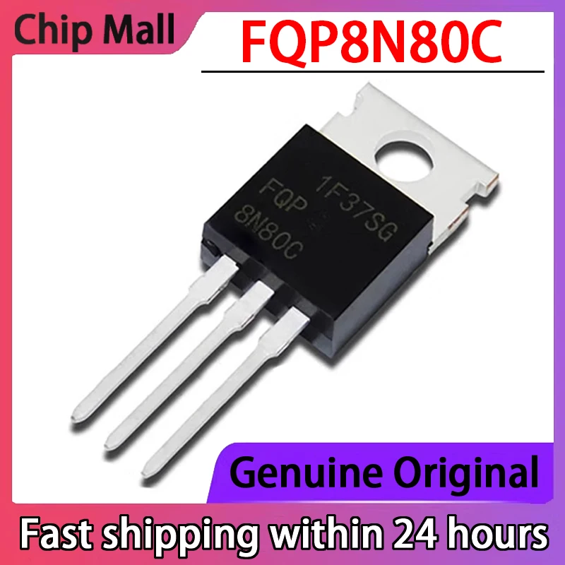 패키지 TO-220 MOSFET 파워 트랜지스터, FQP8N80C, 8N80C, 5 개