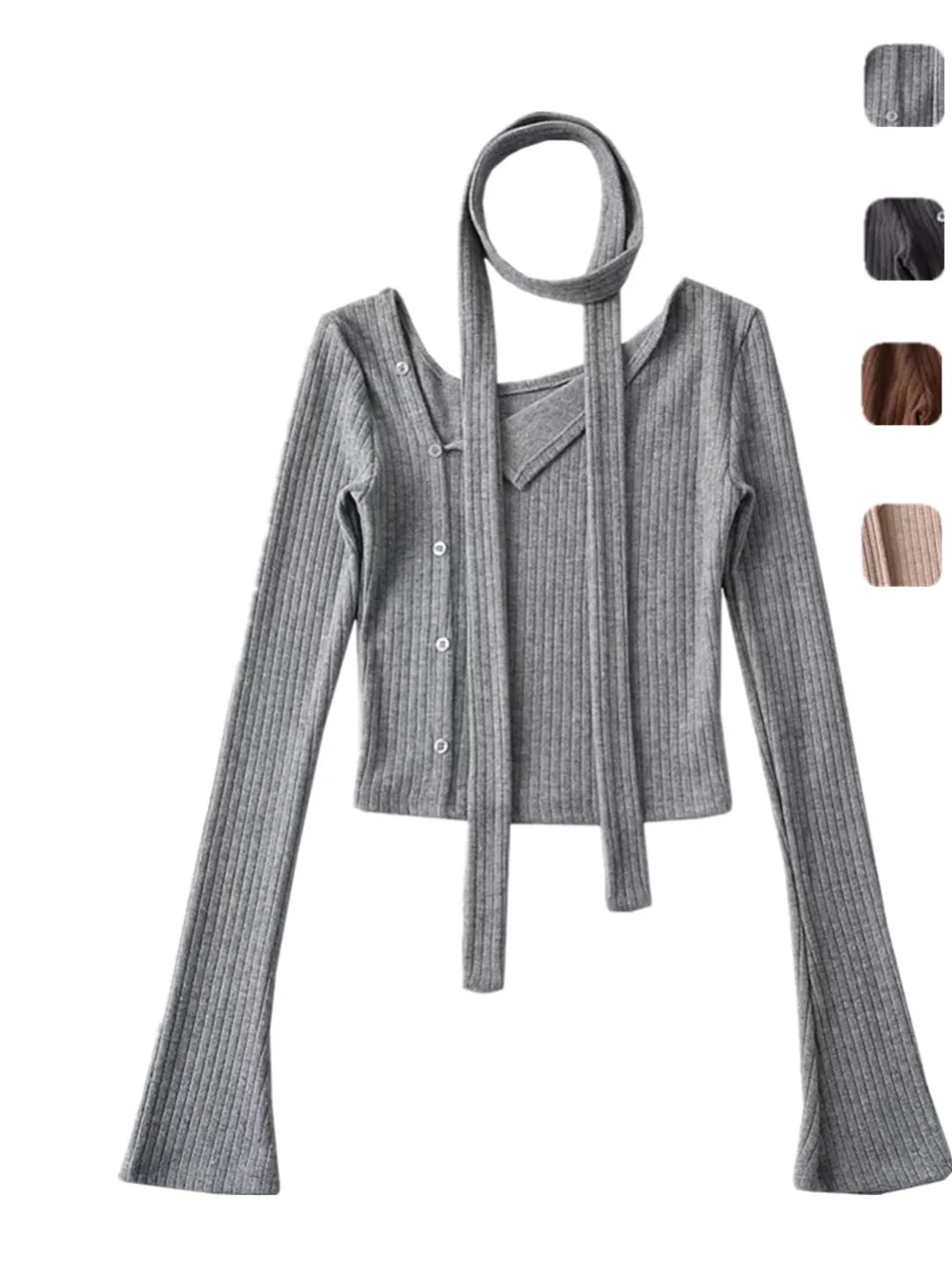 

Облегающий трикотаж Camere с поясом-клеш и асимметричным воротником, повседневный шикарный базовый слой для женщин