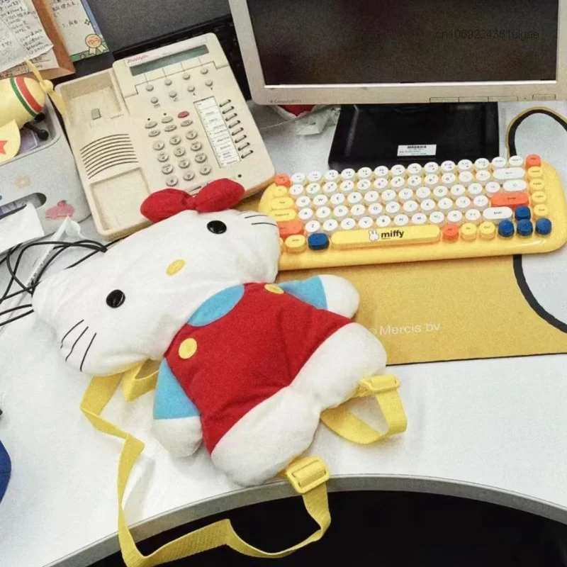 Sanurgente-Sacs à dos mignons Hello Kitty pour filles, sacs à main Kawaii, sac à main en peluche de dessin animé 3D, sac à main pour femmes, sac à