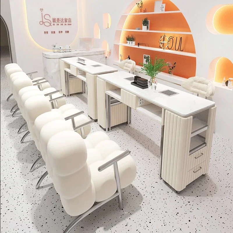 

Высокое качество Mesa Nail Desk Light Роскошный белый современный дизайн Маникюрный стол Профессионалы Ручной Tavolo Unghie Мебель для салона