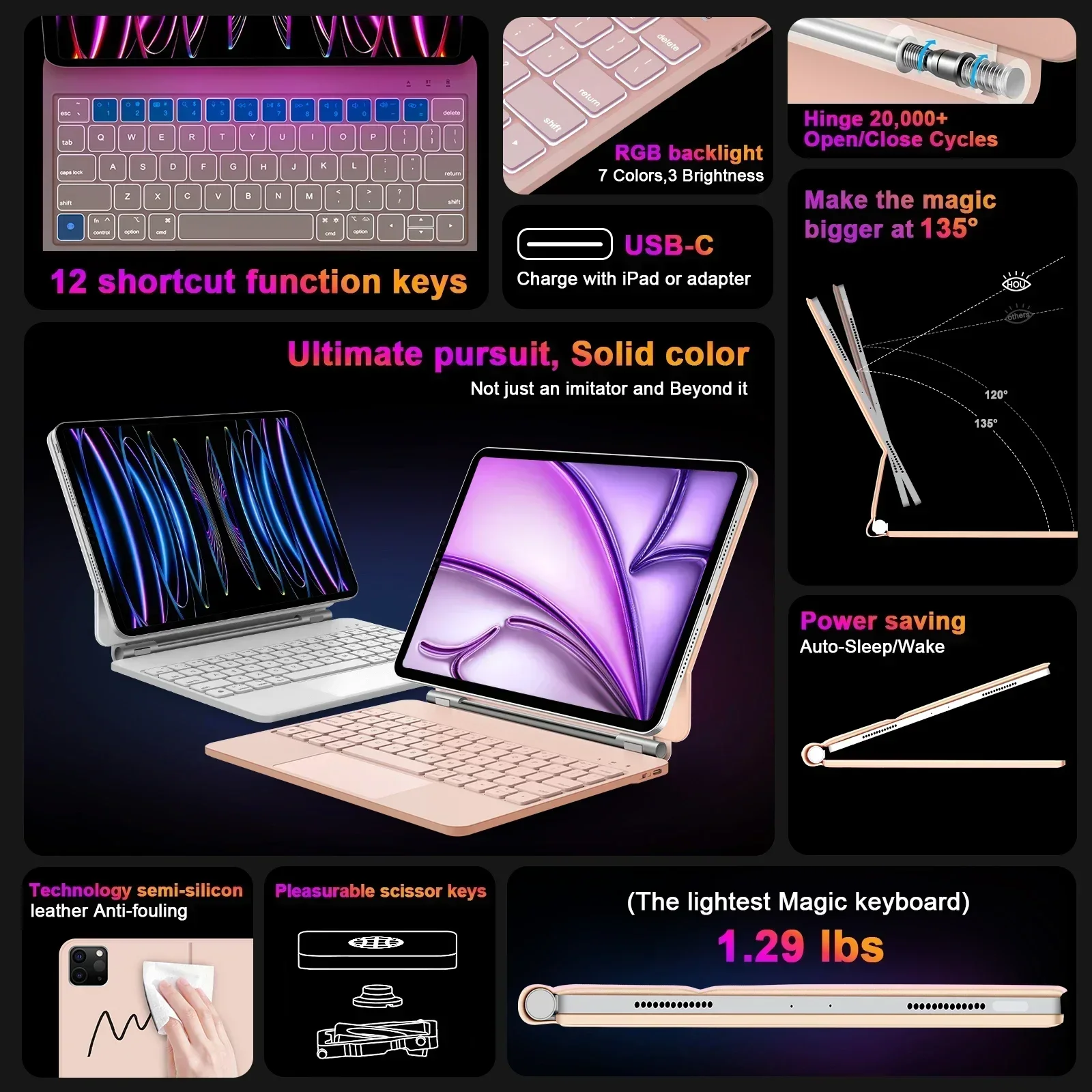 Magic Keyboard for iPad Pro 2024 case iPad Air 2025 for iPad Pro 13 Pro 11 inch for iPad Air 4 Air 5 10.9 iPad 10th generation