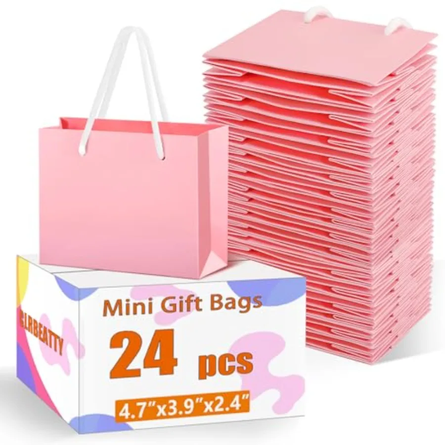 

24 шт. очень маленьких подарочных пакетов 3,9 x 4,7 x 2,4 дюйма, мини-пакеты для подарков, маленькие подарочные пакеты с ручками, бумажные пакеты, пакеты для подарочных карт на свадьбу